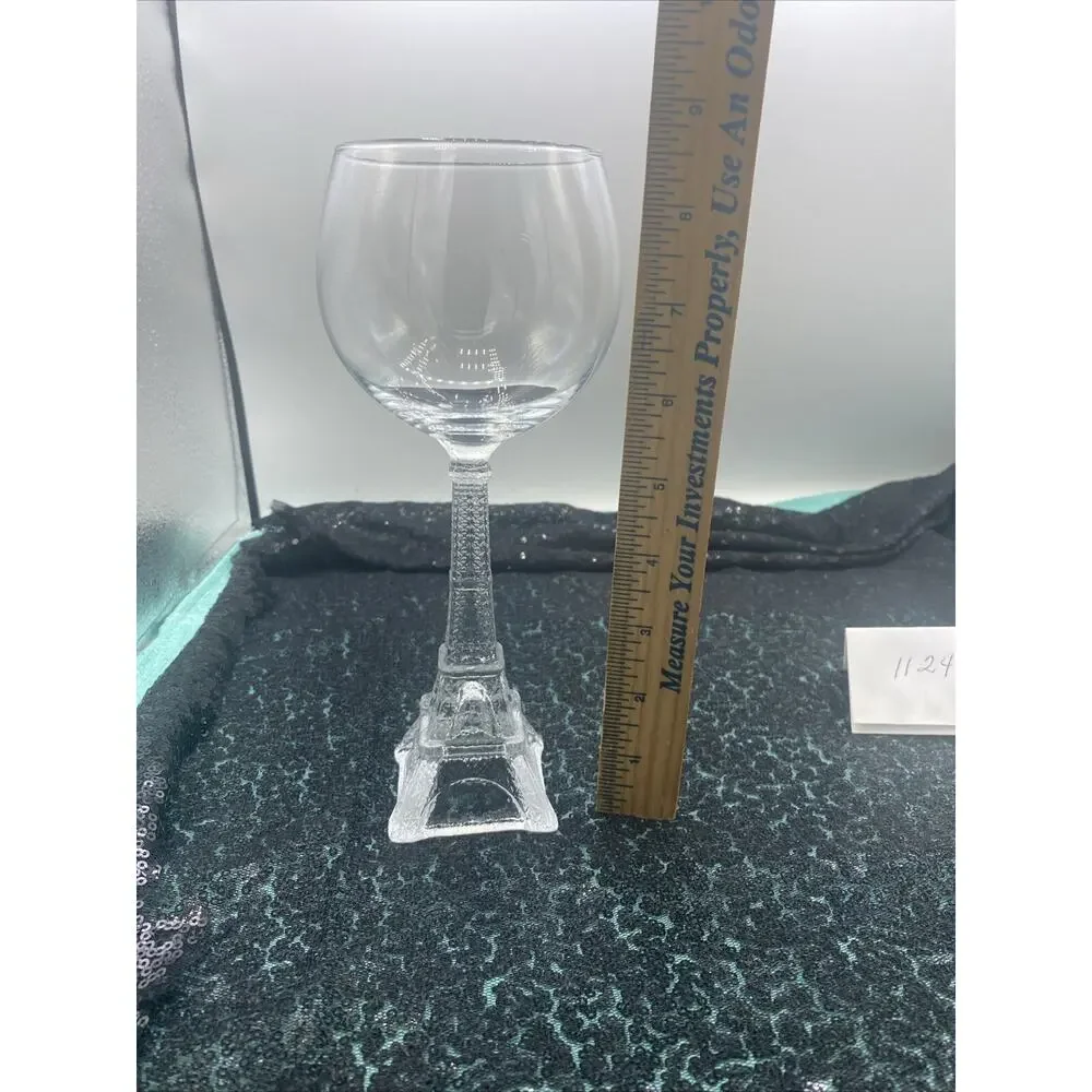 Eiffel Tower Paris France 8.5” Single Wine Glass MINT COND Francophile